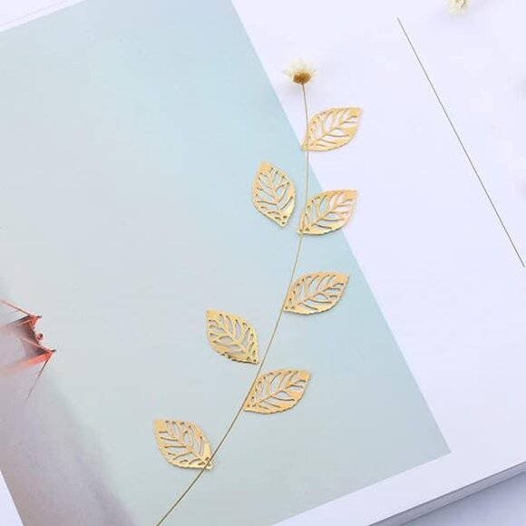 50 Pcs Hollow Leaf Metal Flower Pieces, Pendant Jewelry Making Leaf Connector DI - Picture 7 of 9